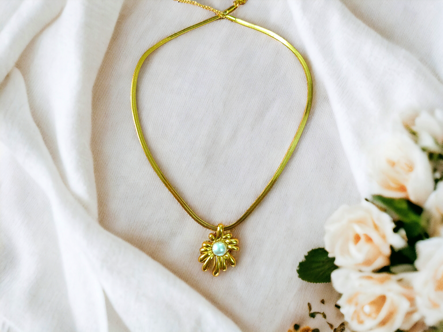 Pearl Sunflower Necklace