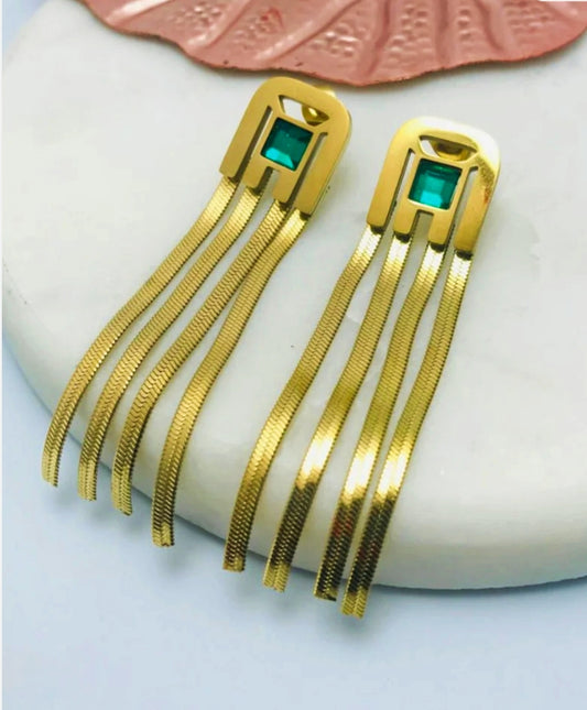 Emerald Golden Halo Earring