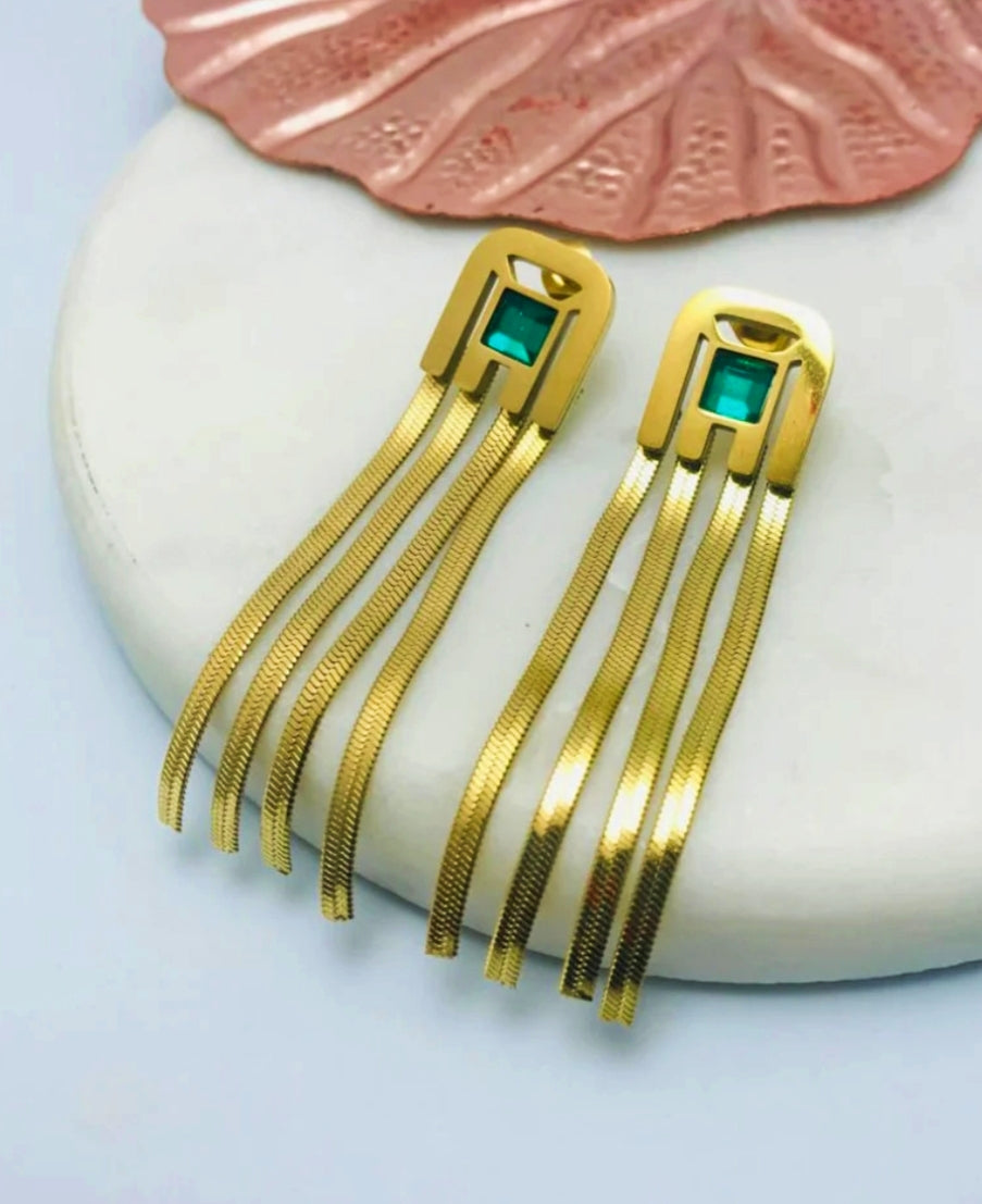 Emerald Golden Halo Earring