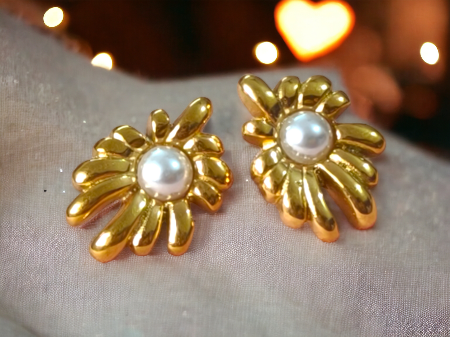 Pearl Sunflower Earring